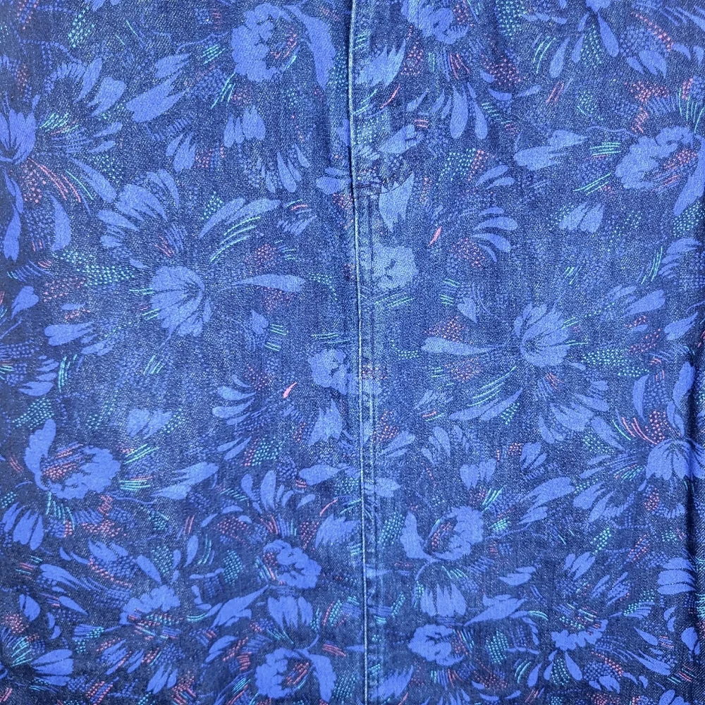 Lee Vintage Blue Floral Denim Midi Skirt Size 7